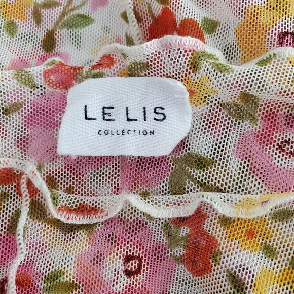 Le Lis Womens Floral Mesh Sheer Long Sleeve Top Size L Whimsey Cottage Core Boho - Picture 5 of 9